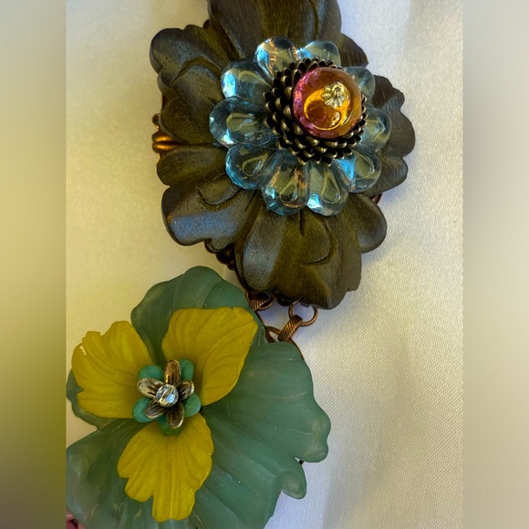 Miriam Haskell Rare Collectible Vintage Floral Beaded Statement Necklace - Picture 9 of 11